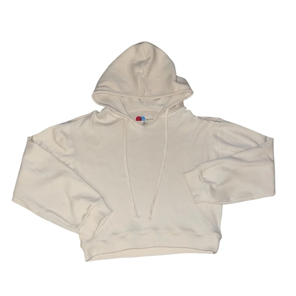 Free People Beach Cropped Cream Pullover Hoodie - Picture 1 of 4